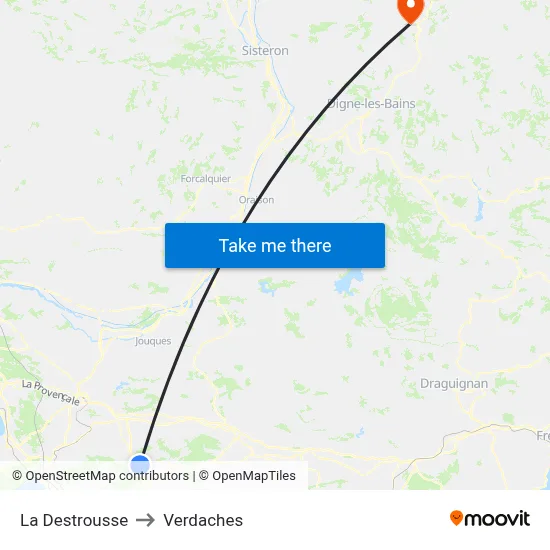 La Destrousse to Verdaches map