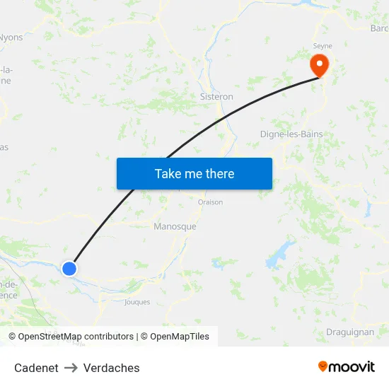 Cadenet to Verdaches map
