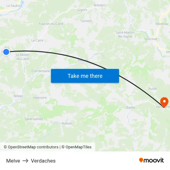 Melve to Verdaches map