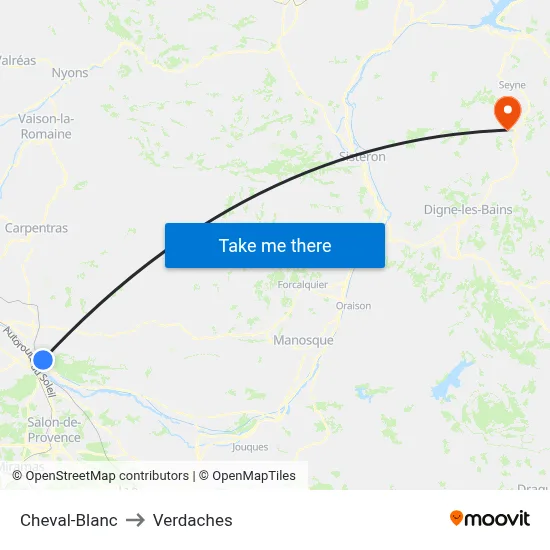Cheval-Blanc to Verdaches map