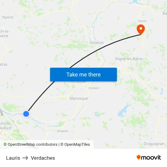 Lauris to Verdaches map