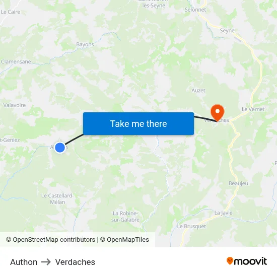 Authon to Verdaches map