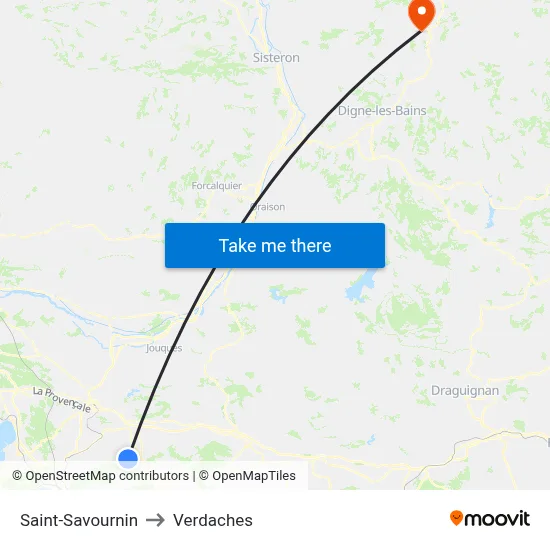 Saint-Savournin to Verdaches map