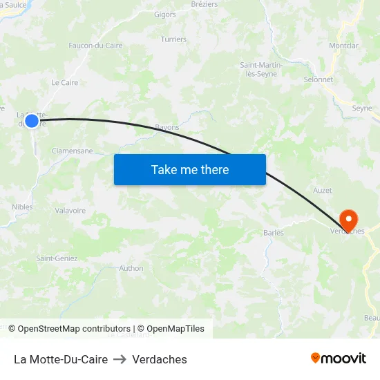 La Motte-Du-Caire to Verdaches map