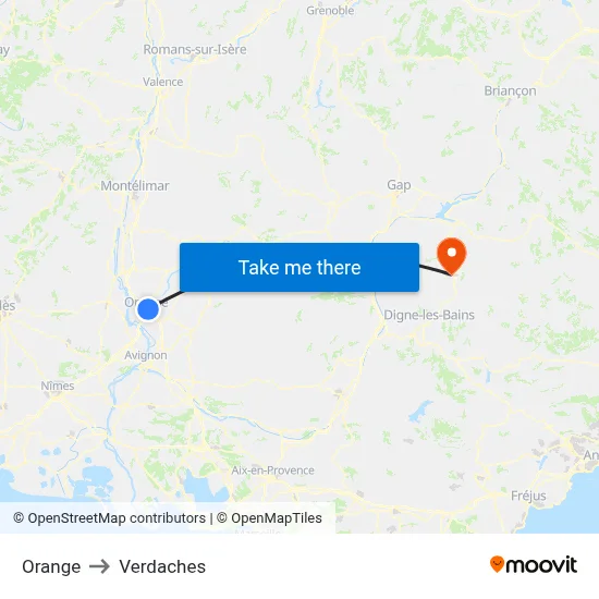 Orange to Verdaches map