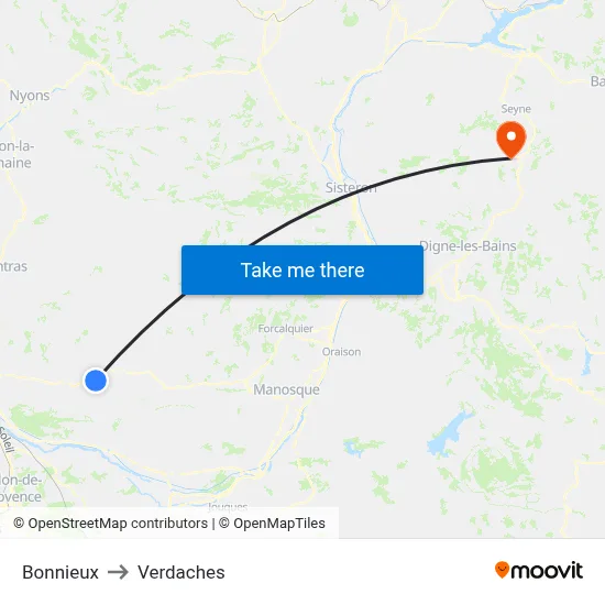 Bonnieux to Verdaches map