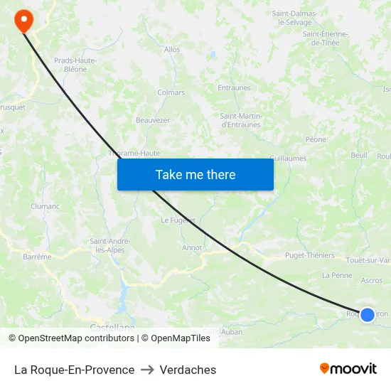 La Roque-En-Provence to Verdaches map