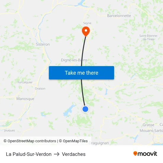 La Palud-Sur-Verdon to Verdaches map