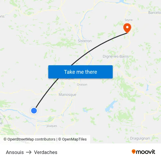 Ansouis to Verdaches map