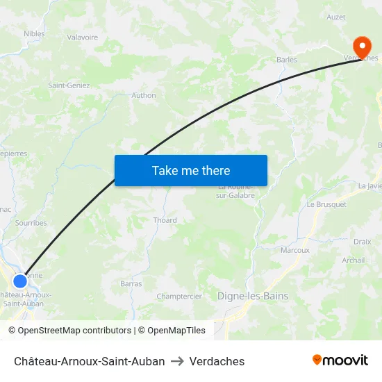 Château-Arnoux-Saint-Auban to Verdaches map