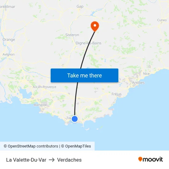 La Valette-Du-Var to Verdaches map