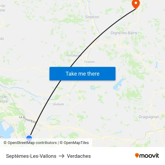Septèmes-Les-Vallons to Verdaches map
