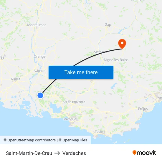 Saint-Martin-De-Crau to Verdaches map