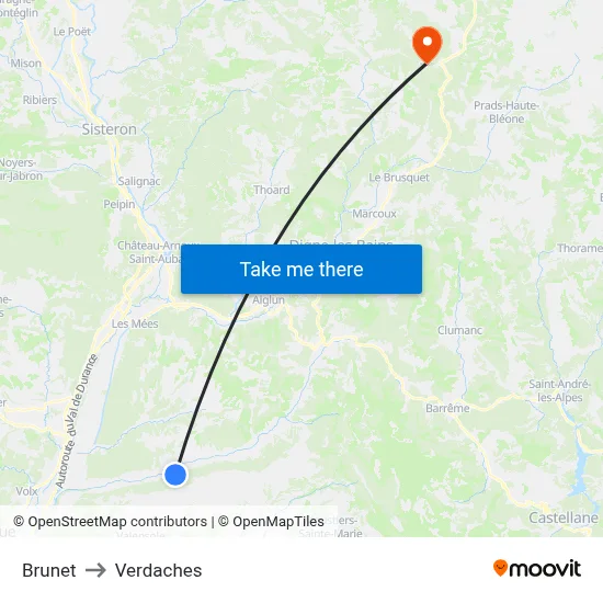 Brunet to Verdaches map