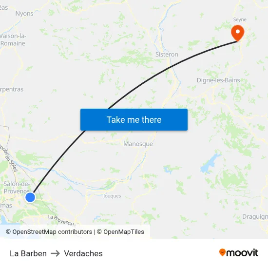 La Barben to Verdaches map