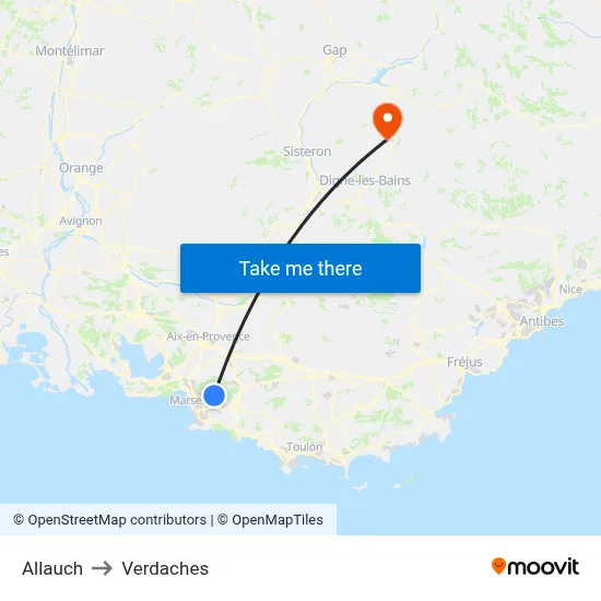 Allauch to Verdaches map
