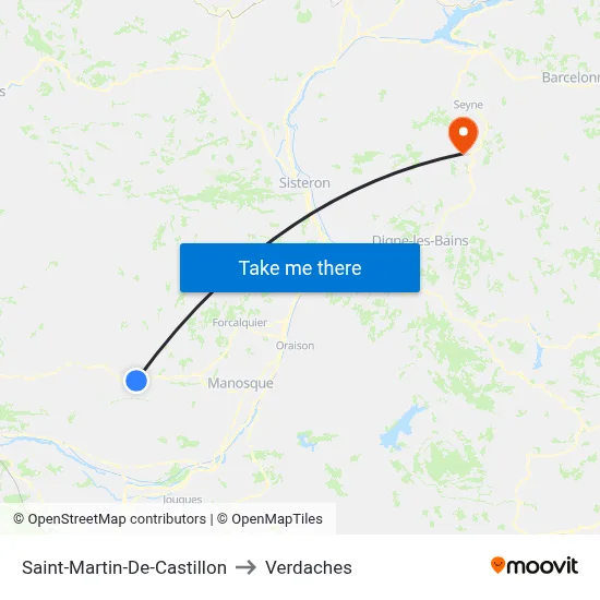 Saint-Martin-De-Castillon to Verdaches map