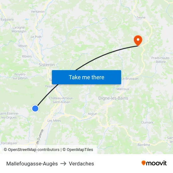 Mallefougasse-Augès to Verdaches map