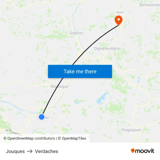 Jouques to Verdaches map