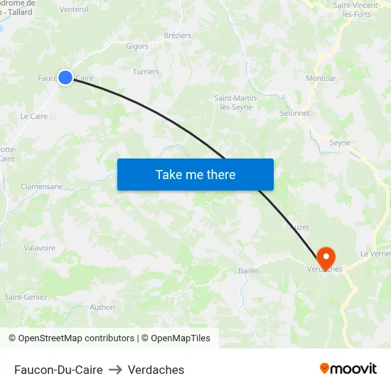 Faucon-Du-Caire to Verdaches map