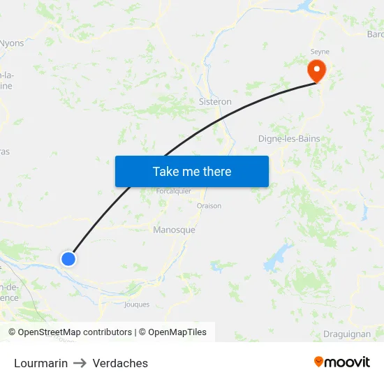 Lourmarin to Verdaches map