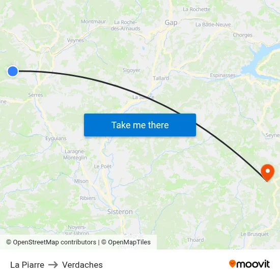 La Piarre to Verdaches map