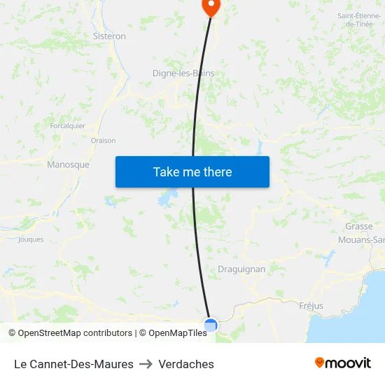 Le Cannet-Des-Maures to Verdaches map