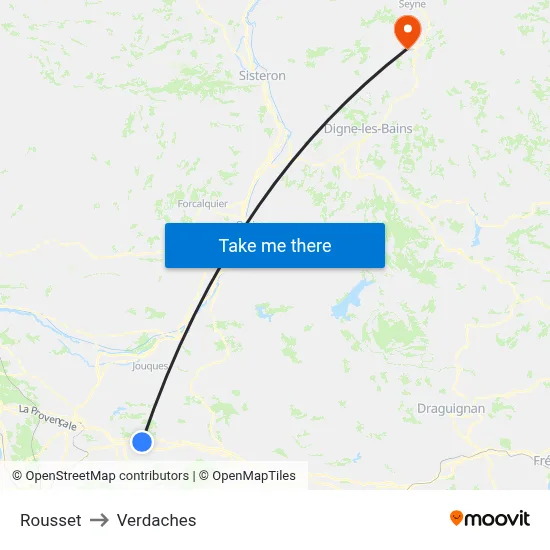 Rousset to Verdaches map