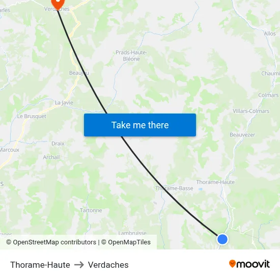 Thorame-Haute to Verdaches map