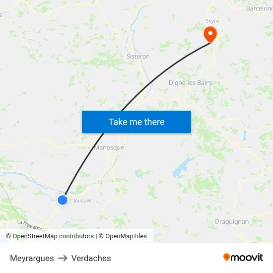 Meyrargues to Verdaches map