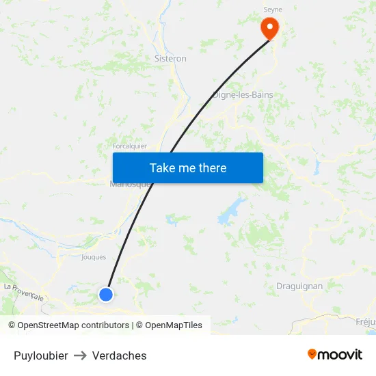 Puyloubier to Verdaches map