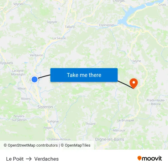 Le Poët to Verdaches map