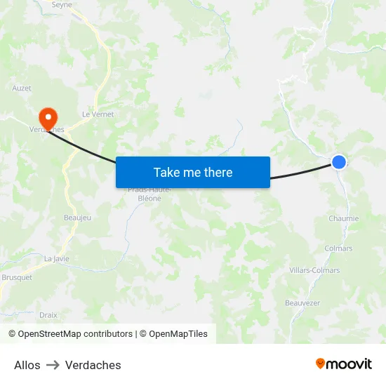 Allos to Verdaches map