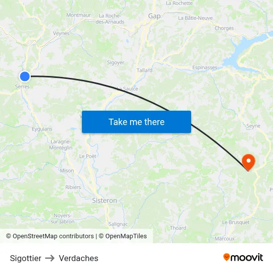 Sigottier to Verdaches map