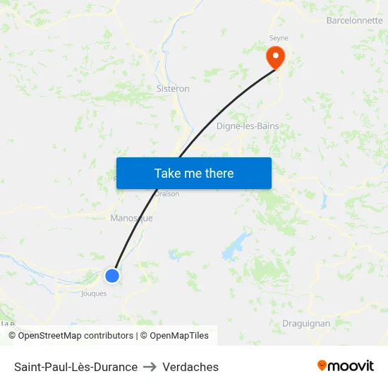 Saint-Paul-Lès-Durance to Verdaches map