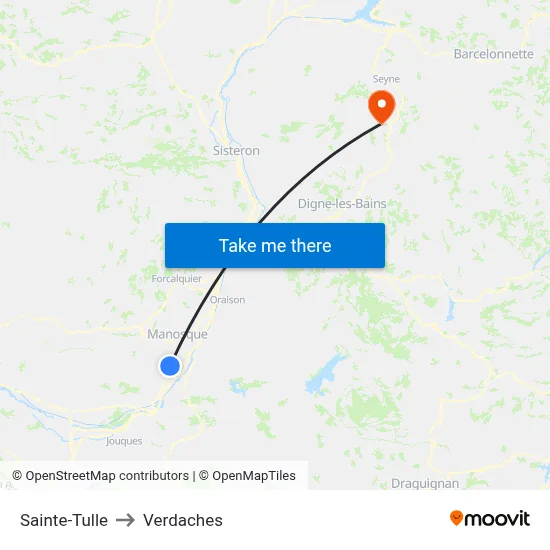 Sainte-Tulle to Verdaches map