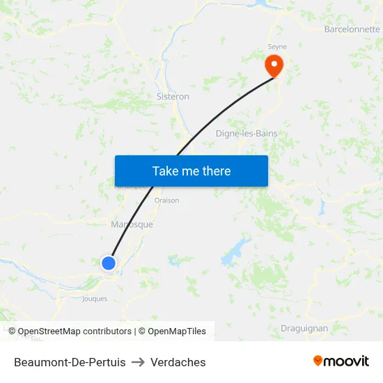 Beaumont-De-Pertuis to Verdaches map