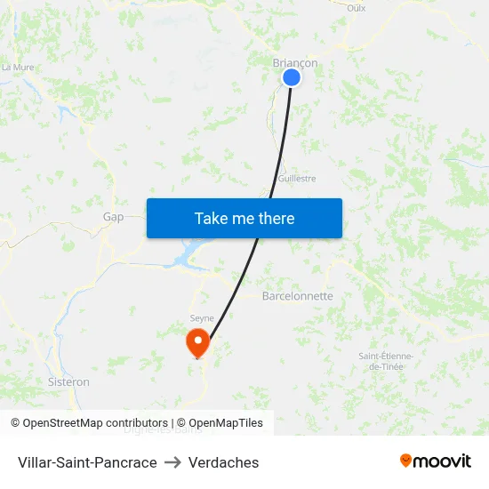 Villar-Saint-Pancrace to Verdaches map