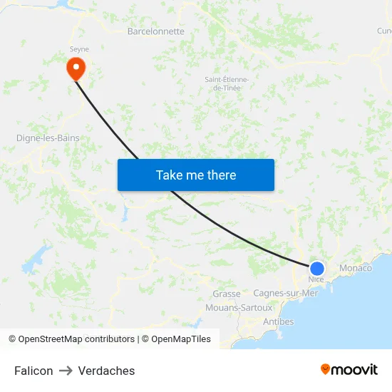 Falicon to Verdaches map
