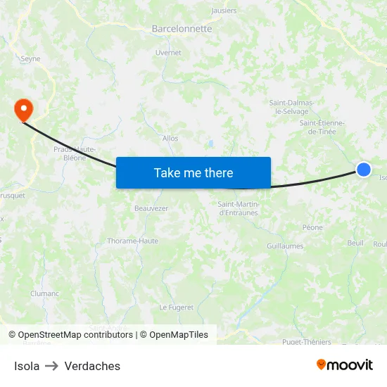 Isola to Verdaches map