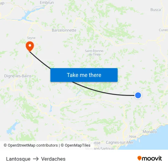 Lantosque to Verdaches map