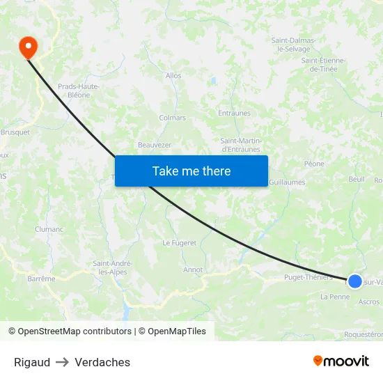 Rigaud to Verdaches map