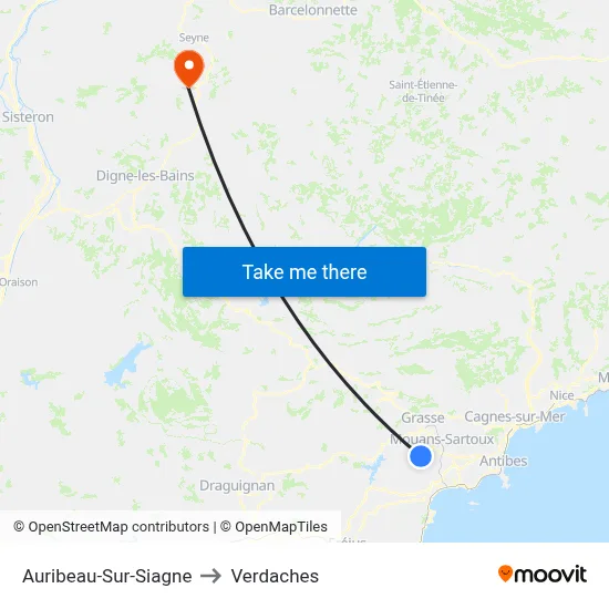 Auribeau-Sur-Siagne to Verdaches map