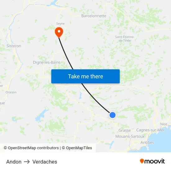 Andon to Verdaches map