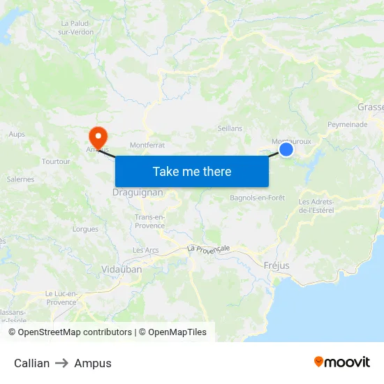 Callian to Ampus map