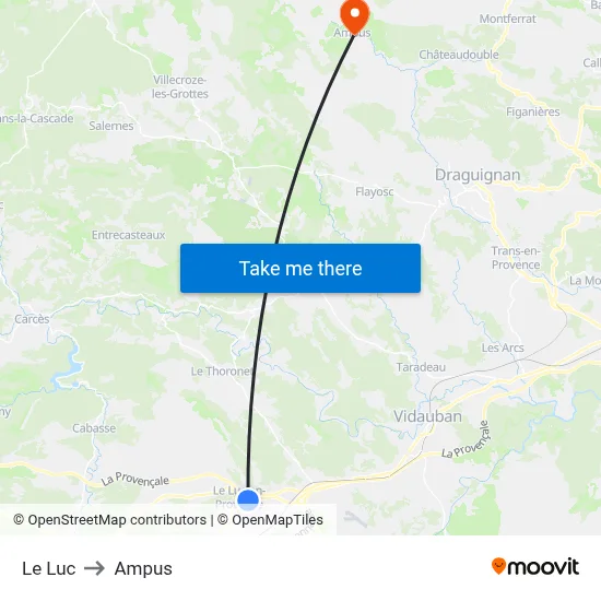 Le Luc to Ampus map