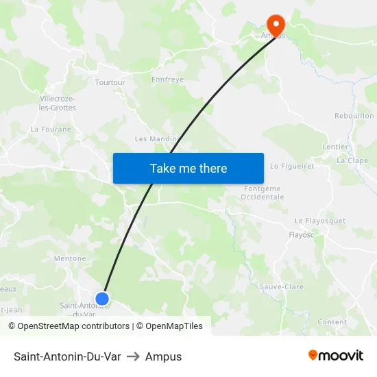 Saint-Antonin-Du-Var to Ampus map