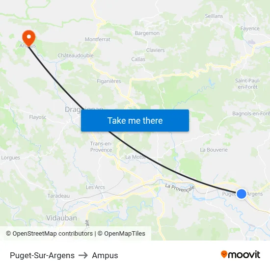 Puget-Sur-Argens to Ampus map