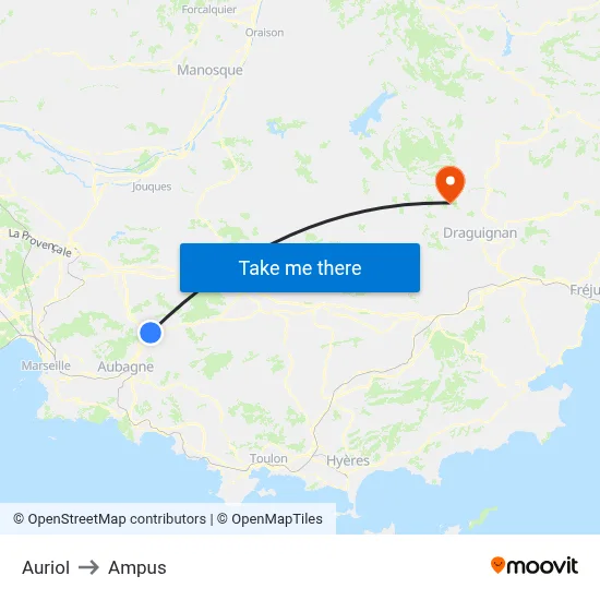 Auriol to Ampus map