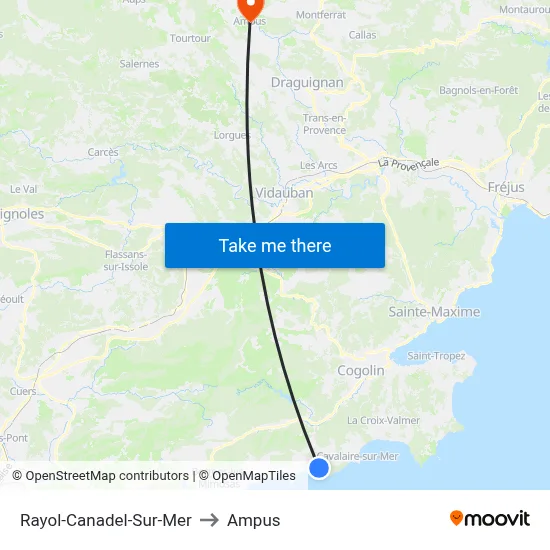 Rayol-Canadel-Sur-Mer to Ampus map